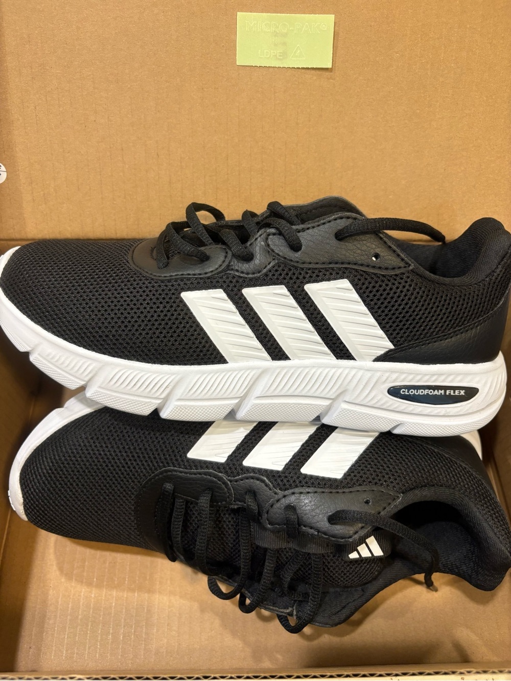adidas Black and White Athletic Shoes with Cloudfoam Flex
